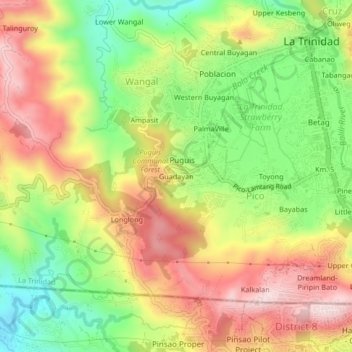Guadayan topographic map, elevation, terrain