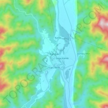Kamba topographic map, elevation, terrain