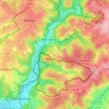 Bülsberg topographic map, elevation, terrain