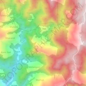 Thali topographic map, elevation, terrain