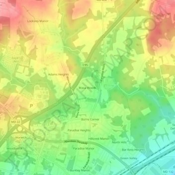 Maxa Woods topographic map, elevation, terrain