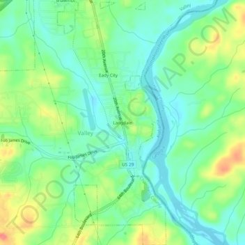 Langdale topographic map, elevation, terrain