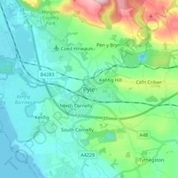Pyle topographic map, elevation, terrain