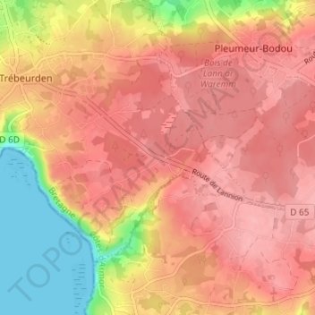 Croas Golou topographic map, elevation, terrain