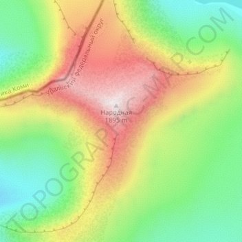 Ural Mountains topographic map, elevation, terrain