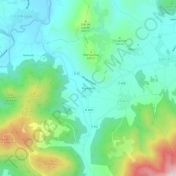 Noustens topographic map, elevation, terrain