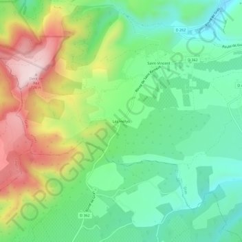 Les Hellys topographic map, elevation, terrain