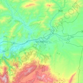 Taza topographic map, elevation, terrain