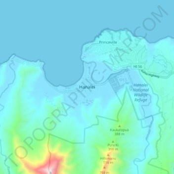 Hanalei topographic map, elevation, terrain