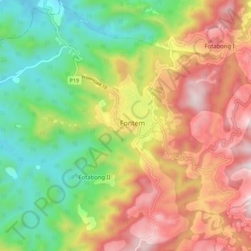 Fontem topographic map, elevation, terrain