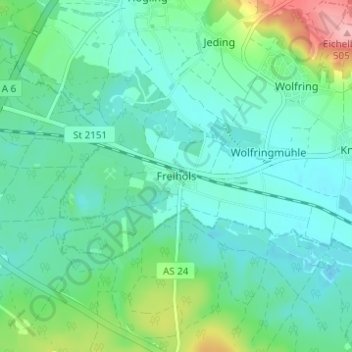 Freihöls topographic map, elevation, terrain