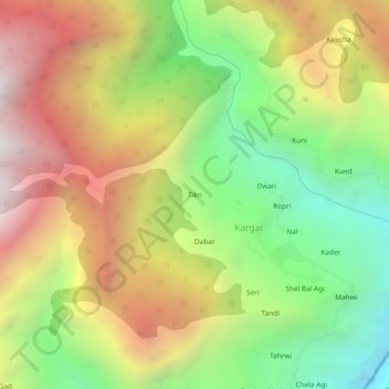 Tikri topographic map, elevation, terrain