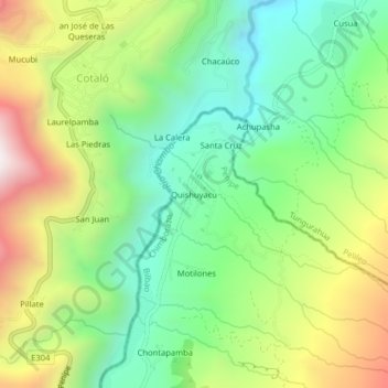 Quishuyacu topographic map, elevation, terrain