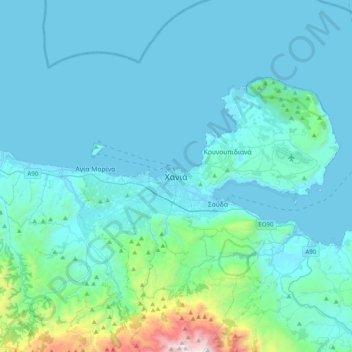 Chania topographic map, elevation, terrain