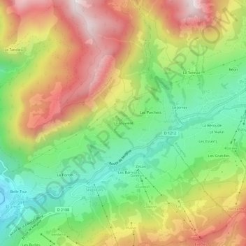 La Touvière topographic map, elevation, terrain