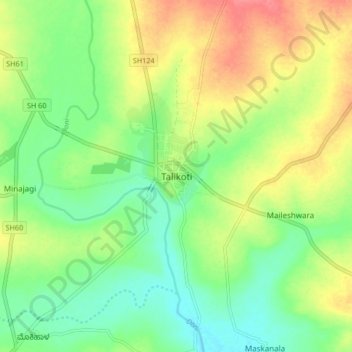 Talikoti topographic map, elevation, terrain