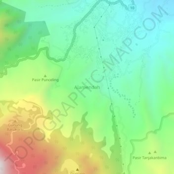 Alamendah topographic map, elevation, terrain
