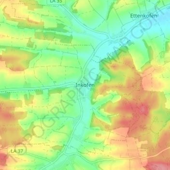 Inkofen topographic map, elevation, terrain