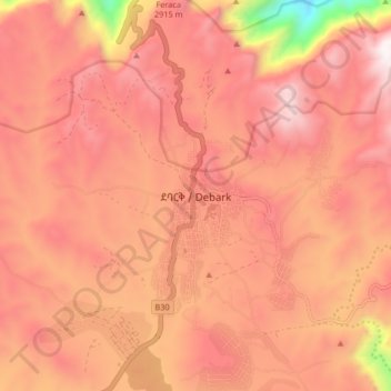 Debark topographic map, elevation, terrain