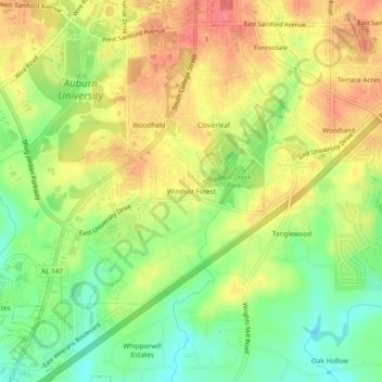 Windsor Forest topographic map, elevation, terrain