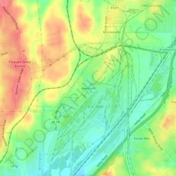 Westfield topographic map, elevation, terrain