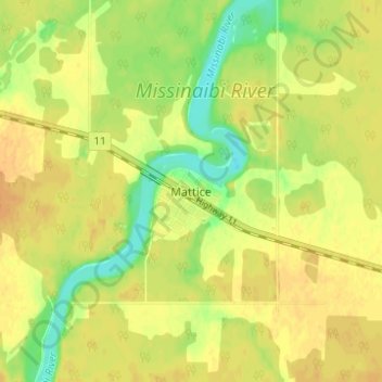 Mattice topographic map, elevation, terrain