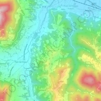 Poggio Fidoni topographic map, elevation, terrain