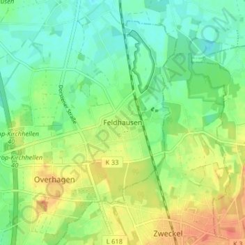 Feldhausen topographic map, elevation, terrain