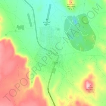 Goldfield topographic map, elevation, terrain
