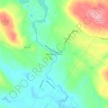 Gilmanton Ironworks topographic map, elevation, terrain
