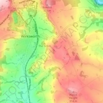 Breamfield topographic map, elevation, terrain