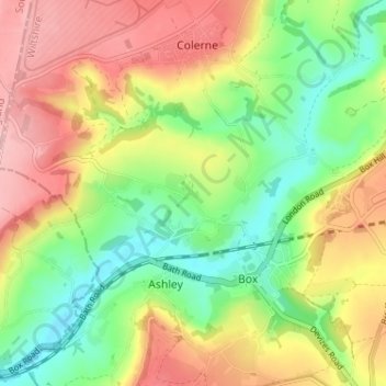 Ditteridge topographic map, elevation, terrain