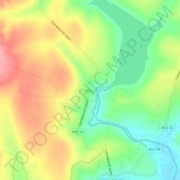 El Niágara topographic map, elevation, terrain