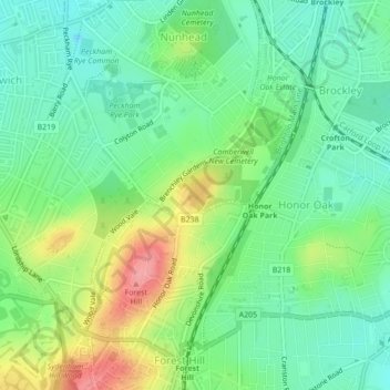 One Tree Close topographic map, elevation, terrain