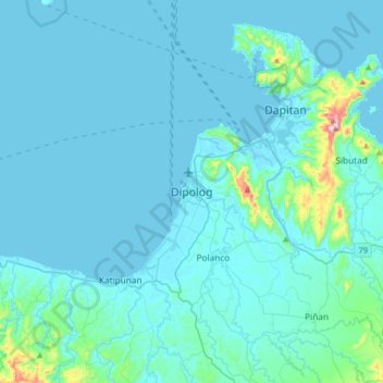 Dipolog topographic map, elevation, terrain