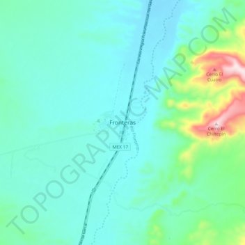 Fronteras topographic map, elevation, terrain