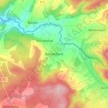 Rothenbach topographic map, elevation, terrain
