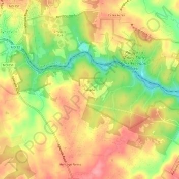 Salopha topographic map, elevation, terrain
