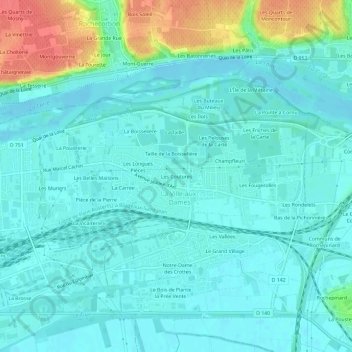 Les Coutures topographic map, elevation, terrain