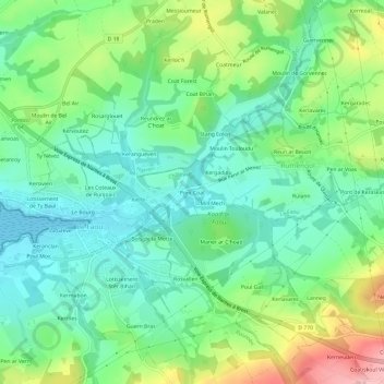 Pont Coat topographic map, elevation, terrain