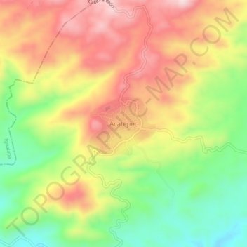 Acatepec topographic map, elevation, terrain