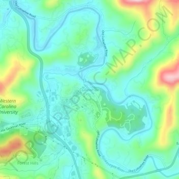 Cullowhee topographic map, elevation, terrain