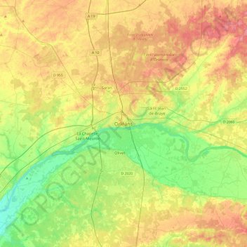 Orléans topographic map, elevation, terrain