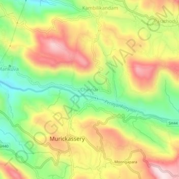 Chinnar topographic map, elevation, terrain