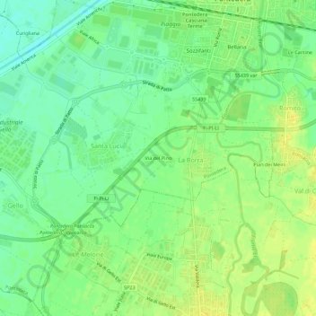 Via del Pino topographic map, elevation, terrain