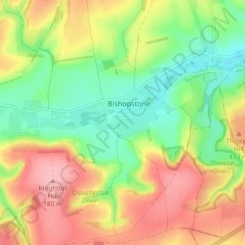 Croucheston topographic map, elevation, terrain