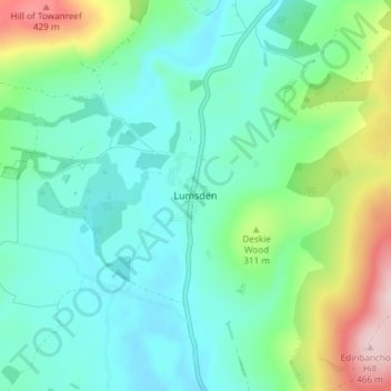 Lumsden topographic map, elevation, terrain