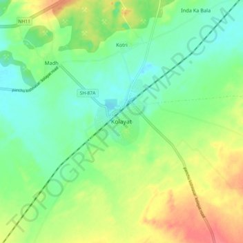 Kolayat topographic map, elevation, terrain