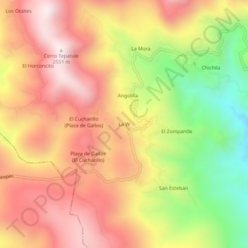 La W topographic map, elevation, terrain