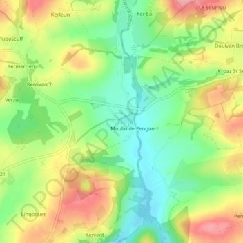 Cleuziou Vraz topographic map, elevation, terrain